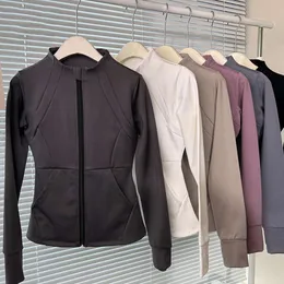 Lu Lu Coat Jacket محاذاة تي شيرت الخريف والشتاء ملابس النساء لليوغا بطانة الصوف اللياقة البدنية الطويلة الأسماء