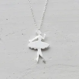 Pendant Necklaces Daisies Fashion Pure 925 Sterling Silver Lovely Dancing Girl Necklace Princess Ballet Statement Jewelry