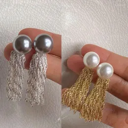 Dangle Earrings شخصية الموضة طريقتان لارتداء شرابة لؤلؤة طويلة للنساء للنساء الزفاف اليومية هدايا المجوهرات القلادة