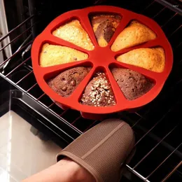Pişirme Kalıpları Silikon Porsiyon Kek Kalıp 8 Basamak için DIY DIY yapışmaz Sabun Kalıp Pizza Dilimleri Tan Dekorasyon Araçları