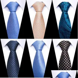 Corbatas para el cuello Corbatas para el cuello Corbata de 8 cm Hombres Gravatas Clásico Muchos colores Est Diseño Corbata de seda Accesorios para la camisa Rayas Cielo azul Mans Oficina 23 Dhojs