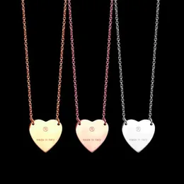 Never Fading Stainless Steel Simple heart Pendant Necklaces 3 Colors Gold Plated Classic Style Logo Printed Women Designer Jewelry211k