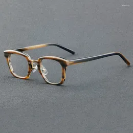 Sunglasses Frames Vintage Tortoise Shell Color Glasses Frame Acetate Hand-made Square Myopia Can Be Matched With Degrees.