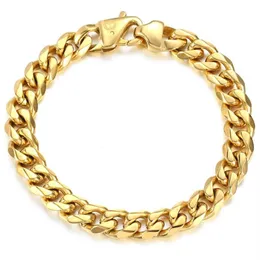 Davieslee 11mm Male Bracelet Cuban Curb Link Chain 316L Stainless Steel Bracelet for Men Boys Gold Silver Color 8 9 inch DHB514297Y