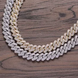 Colares de pingentes de colar de moissanite jóias de hip hop 925 prata esterlina 22mm Gold Silve Silve Chain para colar de homens Miami Cubra de corrente de ligação