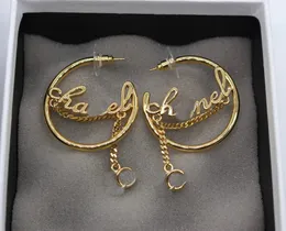 2023 Luxury Quality Round Form Drop Earring with Words and Chain Design i 18K Gold Plated Have Stamp Box PS3564A