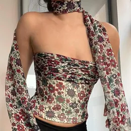 دبابات Camisoles Spring Retro Fashion Girl Floral Flor