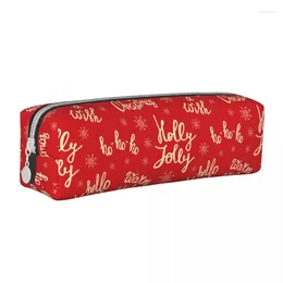 Cosmetic Bags Year Snowflake Pencil Cases Red Merry Christmas Pen For Student Big Capacity Office Zipper Pencilcases