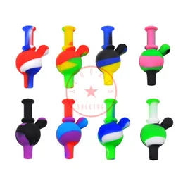 Colorful Silicone Mini Drip Handle Style Bubble Directional Carb Cap Filter Hat Nails Dabber Bongs Oil Rigs Smoking Waterpipe Handmade Bong Quartz Bowl Holder