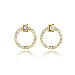 Klasyczne pełne diamentowe okrągłe szalanie 18k złote kolczyki stadninowe biżuteria moda kobiet mikro zestaw cyrkon s925 srebrne kolczyki dla kobiet przyjęcie weselne Walentynki Gift SPC