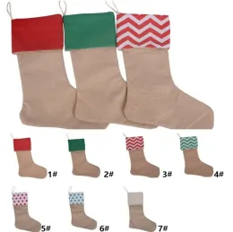 Sacos de presente de meia de Natal de lona de qualidade de qualidade meia de Natal sacos de meias decorativas de Natal
