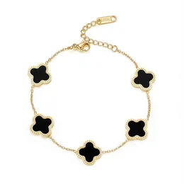 Wholale Jóias Presente de Luxo Stainls Aço 18K Ouro Mulheres Lucky Flower Bracelet303z