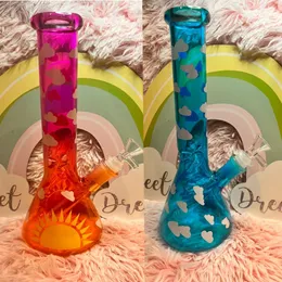 25cm de altura Bubbler Glass Water Bongs Daisy Hookahs Smoke Glass Pipe Downstem Perc Dab Rigs com tigela de 14mm