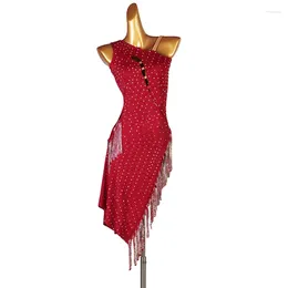 Stage Wear Luxury Full Diamond Latin Performance Competition Dress Professional Fringe Rumba Dance