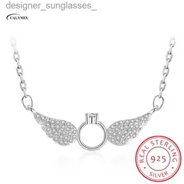 Pendant Necklaces 2019 New Drop Shipping 925 Sterling Silver Necklaces Zirconia Angel Wings Pendant Necklace Jewelry Collar Colar de PlataL231218