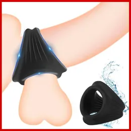 Massager Sex Toy Massagercock Ring 3 Hål Penis Fördröjning Ejakulation Sexiga leksaker för män Dick utvidgning Silikon Vuxen levererar Male 18 sperma