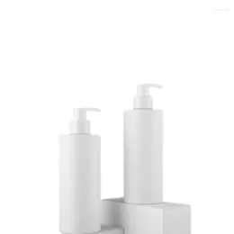 Storage Bottles 10pcs Empty White Plastic Lotion Pump Bottle 400ML Flat Shoulder PET Refillable Cosmetic Packaging Shampoo Shower Gel