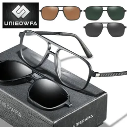 Montature per occhiali da sole alla moda Clip magnetica ottica su occhiali da vista Montatura da uomo Trasparente Occhiali da vista miopia Montatura con clip magnetica polarizzata Occhiali da sole da uomo Marca 231218