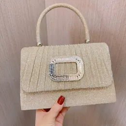 Lśniąca Diamentowa Bankiet Clutch Girls Evening Bag Luksusowy ślub ślubny aksamit Pearl Rhinestone Mała kwadratowa torba FMT-4092