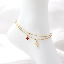 매력 anklet 디자이너 골드 실버 앤 킬 레드 여자 유럽 아메리카 패션 고품질 심장 발목 여자 친구 크리스마스 파티 발렌타인 데이 선물