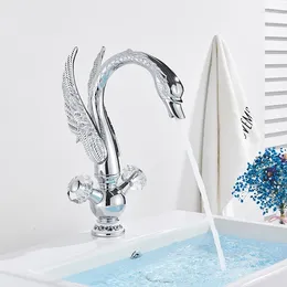 Bathroom Sink Faucets Golden Swan Basin Faucet And Cold Water Mixer Tap With Double Crystal Handle Copper Black