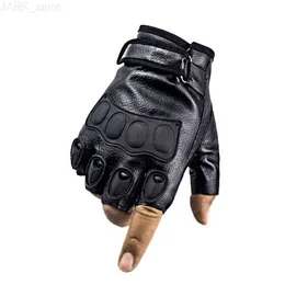 Motorcycle Gloves Motorcycle Gloves Outdoor Sports Half Finger Men Racing Gantes moto Protective Armor PU Leather Gloves Motorcycle GolvesL2312.14