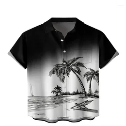 Men's Casual Shirts Hawaii 2023 Summer Selling 3D Printed Loose Short-sleeved Lapel Shir