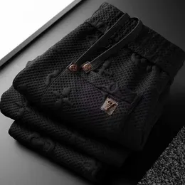 Outono high end luz luxo d jacquard moda tendência masculina fino ajuste esportes fechamento waffle guarda calças casuais