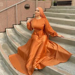 Ethnic Clothing Ramadan Satin Abaya Dubai Luxury Muslim Wrap Long Dress Eid Mubarak Abayas For Women African Dresses Turkey Islamic Kaftan