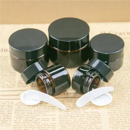 Bottle 10pcs 5g/10g/20g/30g/50g Glass Amber Brown Cosmetic Face Cream Bottles Lip Balm Sample Container Jar Pot Makeup Store Vials