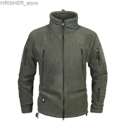 Taktiska jackor Män vinterkläder förtjockar varm militär armé fleece jacka lapptäcke multi fickor Polartec Men's Tactical Jacket och coatsl231218