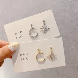 Dangle Earrings Wholesale Women's Jewelry Moon And Star Trend Asymmetrical Unusual Hanging Drop Fairy Funny