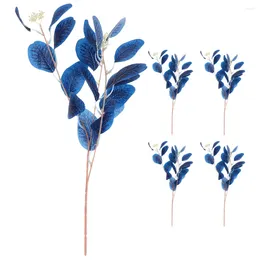 장식용 꽃 5 pcs 시뮬레이션 과일 유칼립투스 꽃다발 인공 식물 가짜 줄기 크리스마스 잎 사기 실크 꽃병 잎