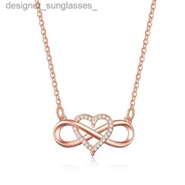 Pendanthalsband Fashion Romantic Rose Gold Silver Color Infinite Necklace Classic Silver Infinity Symbol Heart CZ Necklaciel231218