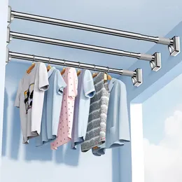 Shower Curtains Clothing Rod Curtain Retractable Adjustable Carbon Steel No Punching Required Simple Bedroom Bathroom Wardrobe