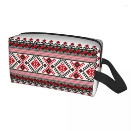 Cosmetic Bags Ukraine Vyshyvanka Embroidery Makeup Bag Women Travel Organizer Cute Bohemian Geometric Storage Toiletry