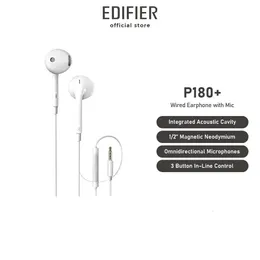 Edifier P180 Plus Wired Earphone - Built in Mic AUX Jack In-line Control Tangle Free Cable