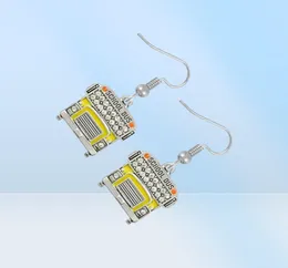 YX15 DOUBLE NOSE School Bus Earrings Crystal Enamel Colors Bus Pendant Hook Jewelry Earrings For Driver Custom Acceptin Drop Earr2960852