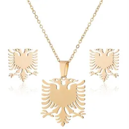 Pendant Necklaces Punk Albanian Flag Shape Provides Fashionable Double-headed Bird Necklace For Female Tourists310b