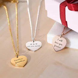 Collane con ciondolo Collana con ciondolo a cuore da donna in oro con incisione personalizzata Gioielli personalizzati Regalo di Natale personalizzato per la sua amica Mamma FidanzataL231218