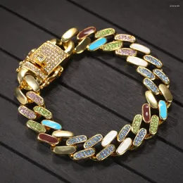 Link Bracelets Scooya Selling Bracelet Men's Hip-hop Drip Oil Alloy Zircon Personality Fashion Cuban Trendy Cool Jewelry