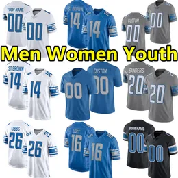 Jahmyr Gibbs Football Jerseys Amon-Ra St. Brown Jared Goff Barry Sanders Sam LaPorta Hendon Hooker Tracy Walker David Montgomery Jersey Dan Campbell Penei Sewell