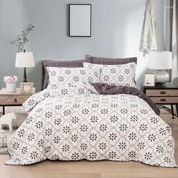 Bedding Sets Classic White Geometric Set Leaves High Quality Duvet Cover Bed Linings With Pillowcase Family Home Textile