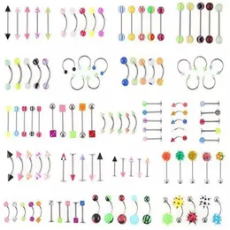 New 105pcs Lots Mix Acrylic Stainless Steel Belly Navel Tongue Lip Body Piercing Jewelry 286T