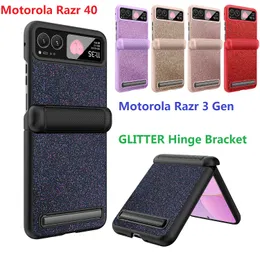 GLITZER Für Motorola Razr 40 Razr3 3. Generation 3 Hülle Harter Ständer Scharnierlinse Glasfolie Schutzabdeckung