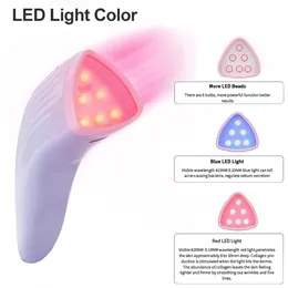 2 In 1 Dual Color Red Blue Light Therapy Skincare Wand Massager Red Face Light Therapy Machine for Anti Acne Spore