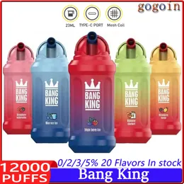 Bang King 12000 Puffs Vape Disposable E Cigarettes Puff 12k 0% 2% 5% 23ml Prefilled Pod Mesh Coil 650mah Rechargeable Battery Vapers Pen