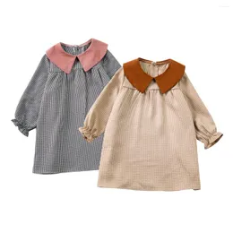 Girl Dresses Toddler Baby Girls Dress Autumn Kids Party Princess Long Sleeve Plaids A-line T-shirt Clothes Tops 2-6 Years