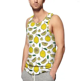 Men's Tank Tops Lemon Top Man Food Fruit Leaf Bodybuilding Oversized Summer Sportswear Custom Sleeveless Vests