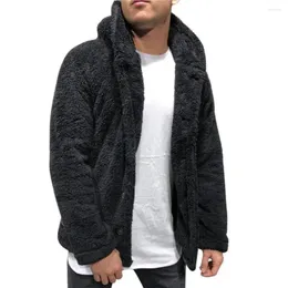 Men's Jackets Fashion Winter Coat Fluffy Fleece Windproof Plush Hooded